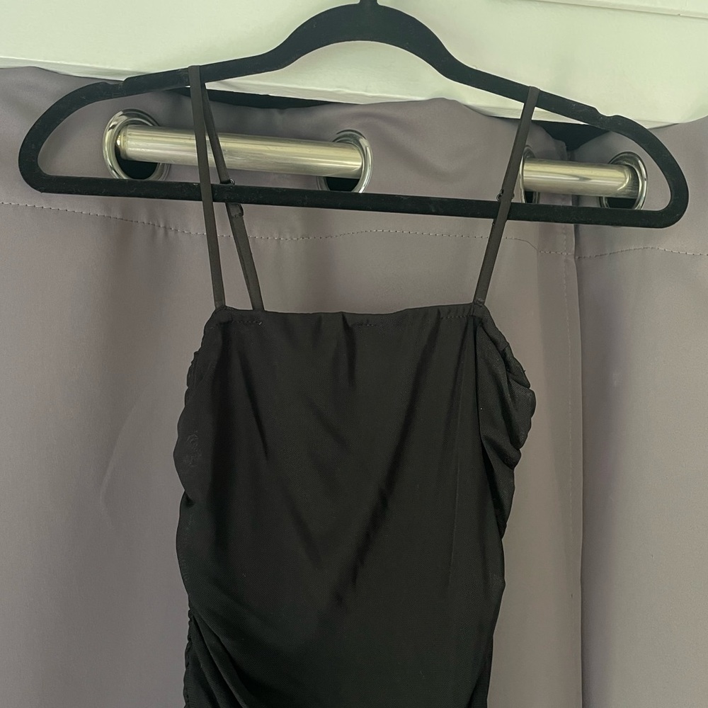 Black Rouched Midi Dress - Picture 2 of 4